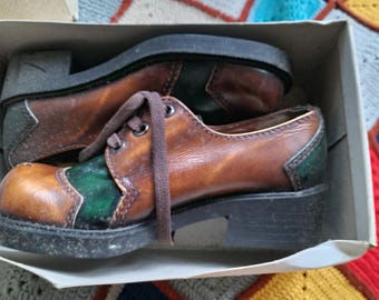 Kids children vintage new old stock deadstock dead stock leather lace shoes size eu 31 Kyrely made in France