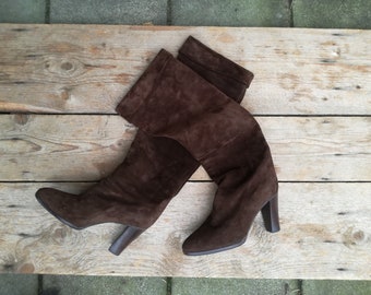 Suede vintage boots tall 1980s size eu 38