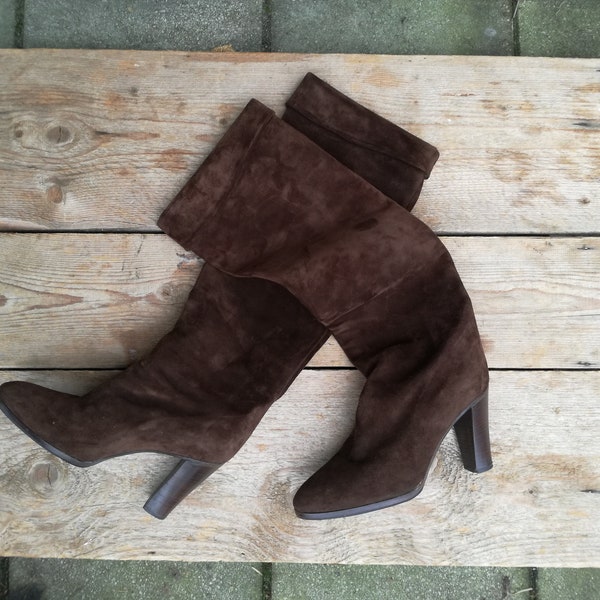 Suede vintage boots tall 1980s size eu 38