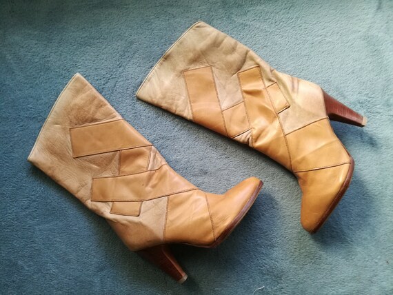 Deadstock Zodiac boots patchwork vintage high heel