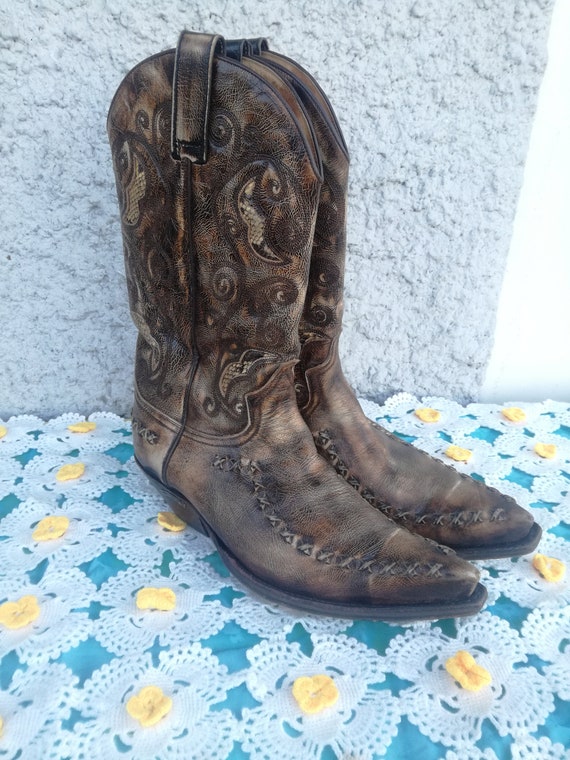 Sendra vintage cowboy western laarzen 1990s snake detail eu 43 - Etsy België