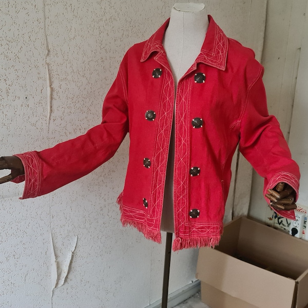 Dries van Noten vintage red denim jacket size large