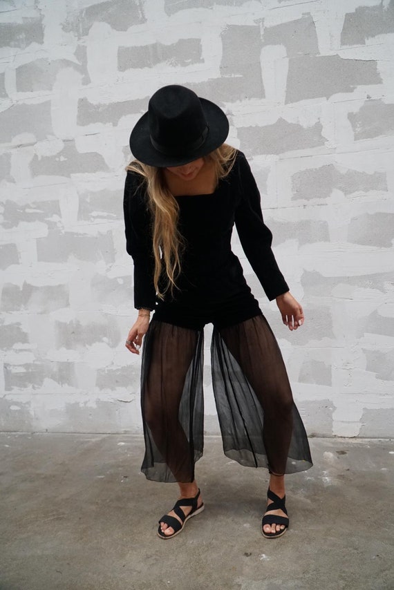 Vintage 80s jumpsuit see through velvet