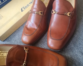 Deadstock Clerget vintage leather shoes slip ons good quality made in France