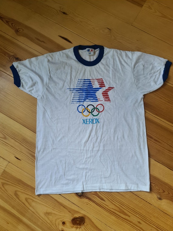 Deadstock Single stitch vintage  t shirt 80s dead stock levi's xerox u.s.a. olympic committee