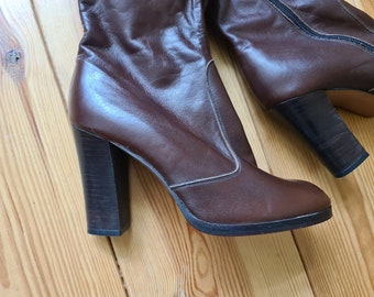 Botas altas vintage de la década de 1980 nuevas y antiguas Massarosa fabricadas en Italia