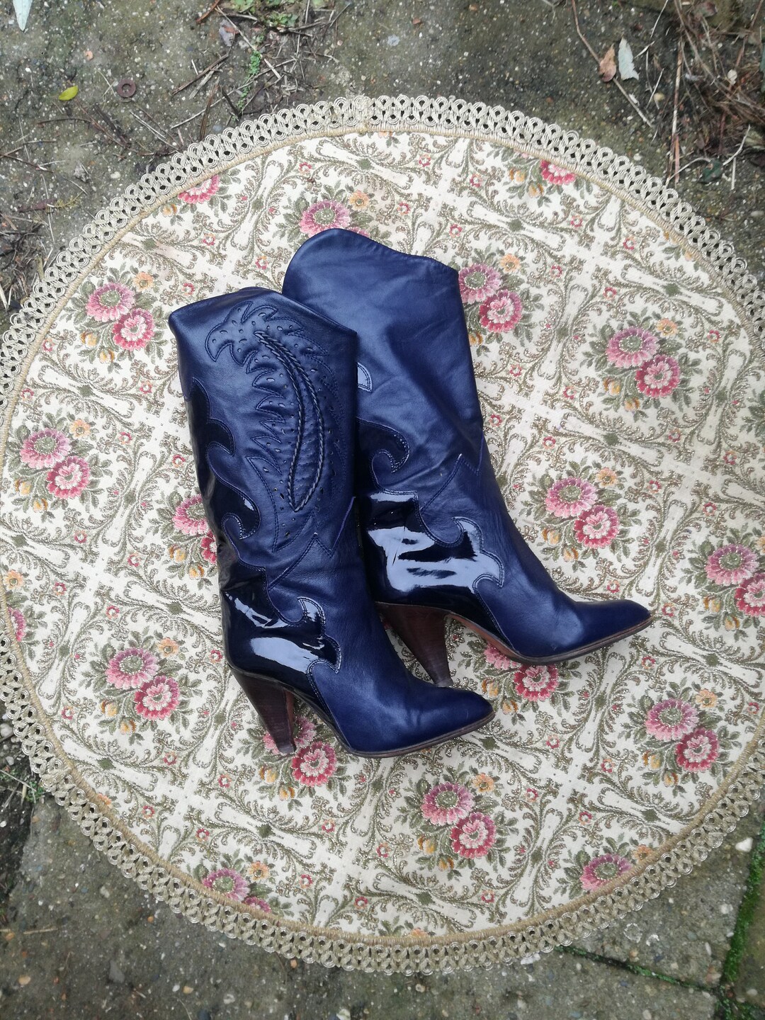 Pollini Boots Vintage Purple Cowboy 