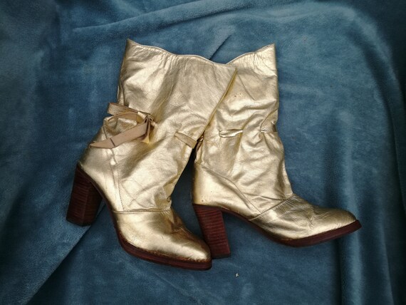 Vintage Jan Jansen amsterdam designer gold boots … - image 3