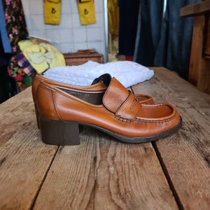 Vintage leather shoes 70s 80s deadstock slip ons eu 37