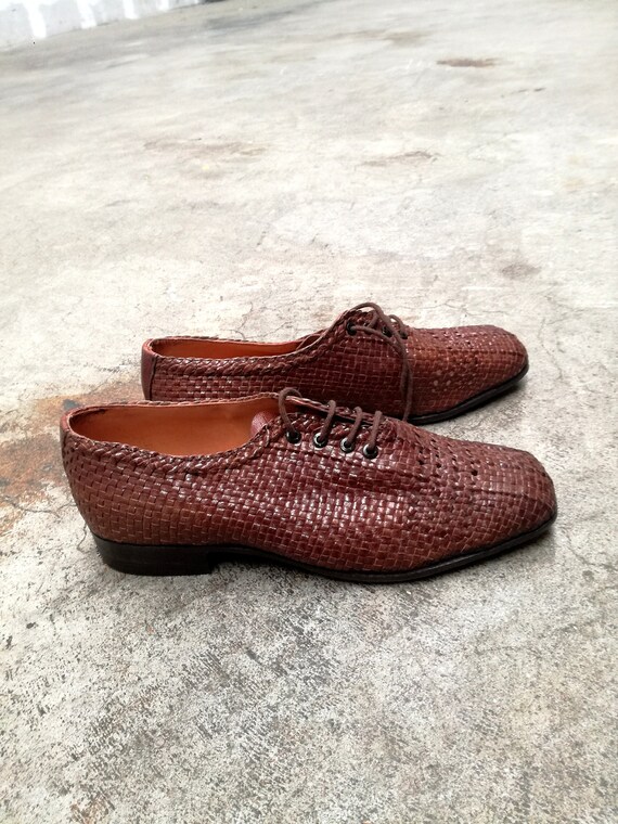 Deadstock unisex vintage shoes braided leather lac