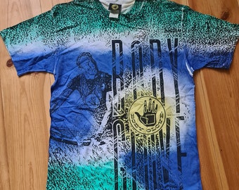 Guanto per body a punto singolo T-shirt vintage del 1993 con stampa integrale