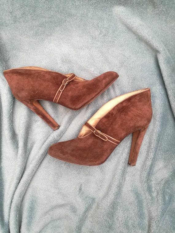 Mary Popps designer ankle boots leather suede 60s 