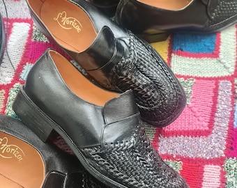 Zapatos de cuero vintage Horizon de Deadstock, cuero tejido de buena calidad, 1970, tallas 38, 40, 41 y 42