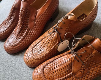 Vintage Woven Leather Shoes, Made in France, 1950s/60s Deadstock