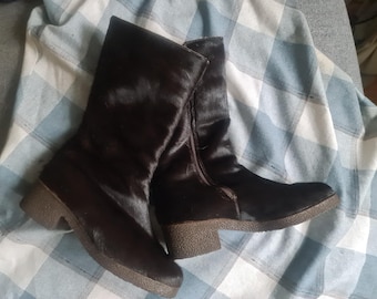 Botas de nieve après-ski de piel de vaca vintage