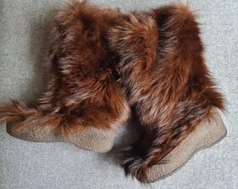 Botas vintage de après ski peludas, talla 37 UE, nuevas, stock antiguo, stock muerto.