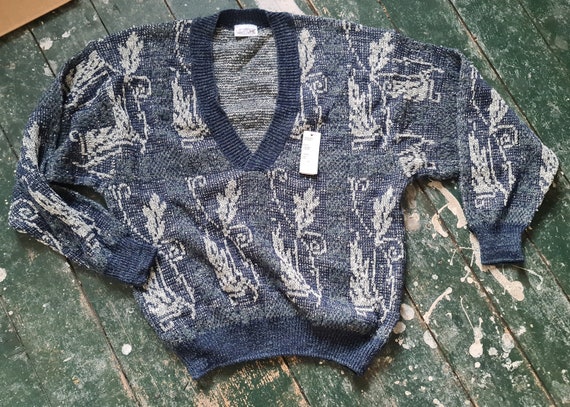 Vintage sweater Fiume v neck sweater deadstock 19… - image 1