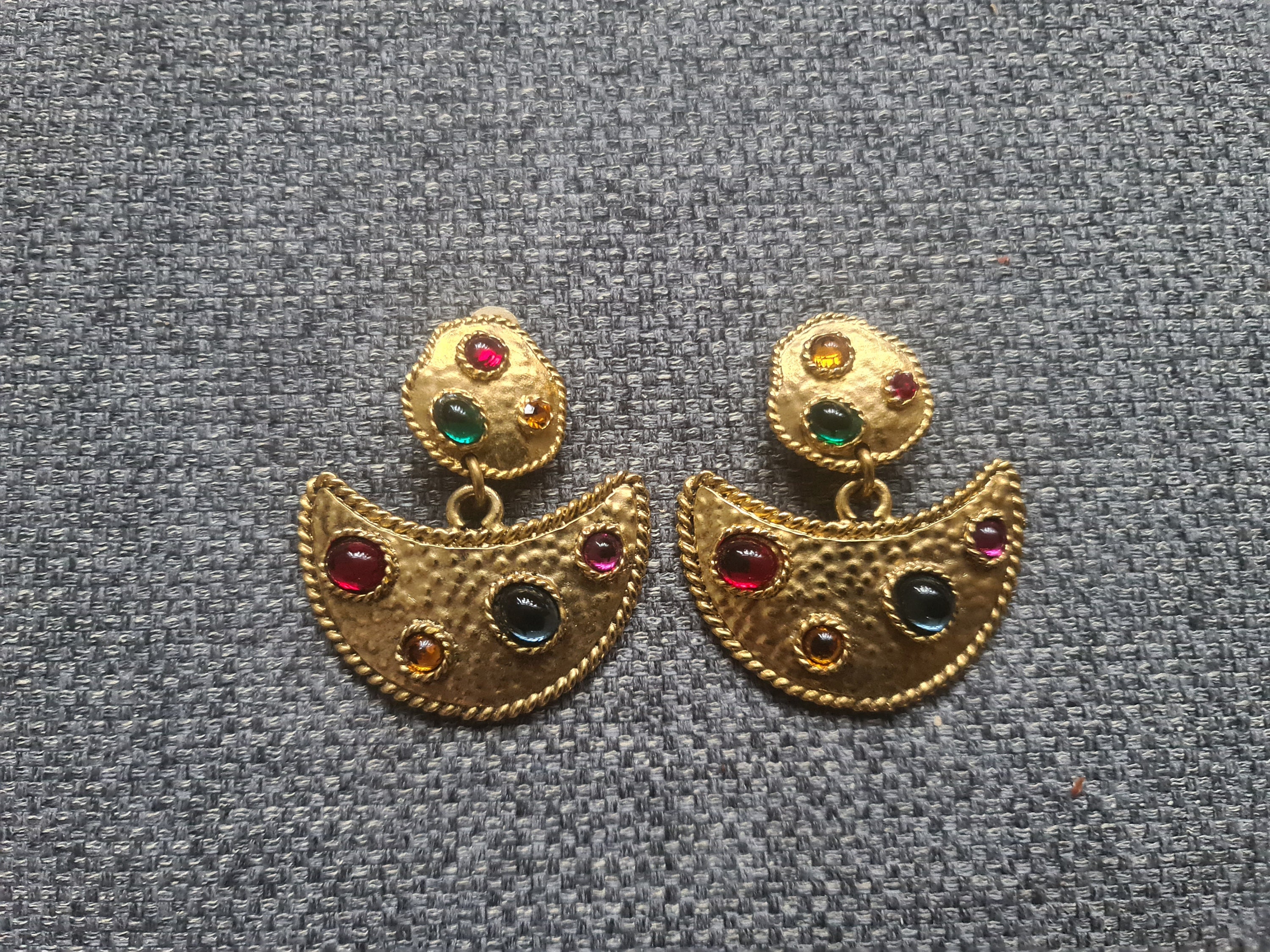 Boucles D'oreilles Clips Carrées Edouard Rambaud - Vintage Années 80 - Occasion