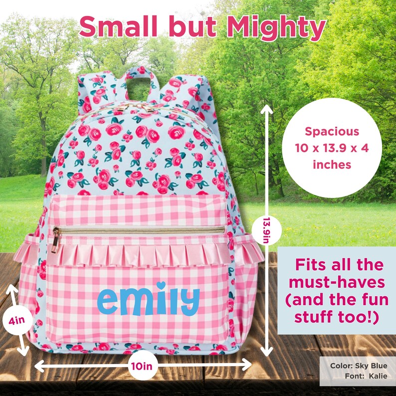 Pink Ruffled Backpack Personalized Pink Checkered Backpack | Floral Ruffle Diaper Bag - Etsy