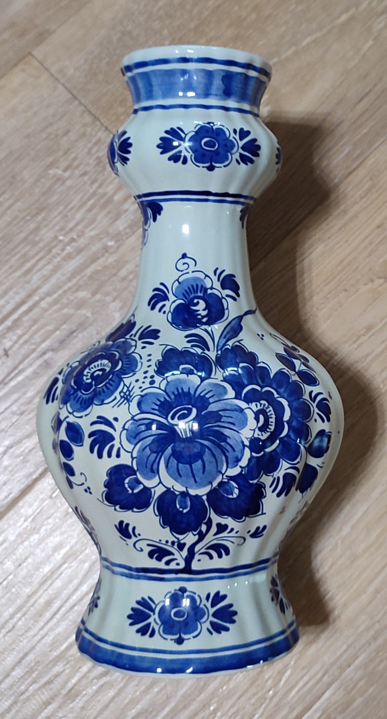 Delft Vintage Vase Delft Blue Handbemalt Nummeriert 446 Etsy