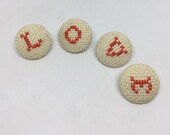 Cross Stitch Button Set of 4 L-O-V-E letters