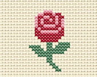 小さなバラのクロスステッチパターン、ヴィンテージフラワー刺繍