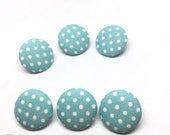 Polka Dot Buttons Fabric Covered Handmade Shank Button Set of 6