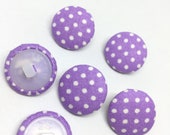 Lavender Polka Dots Fabric Covered Shank Buttons Set of 6