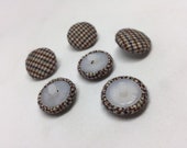Handmade Fabric Covered Shank Buttons Set of 6 Winter Fabric