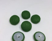 Green Felt Covered Shank Buttons Set of 6