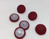 Handmade Felt Covered Shank Buttons Set of 6 Burgundy