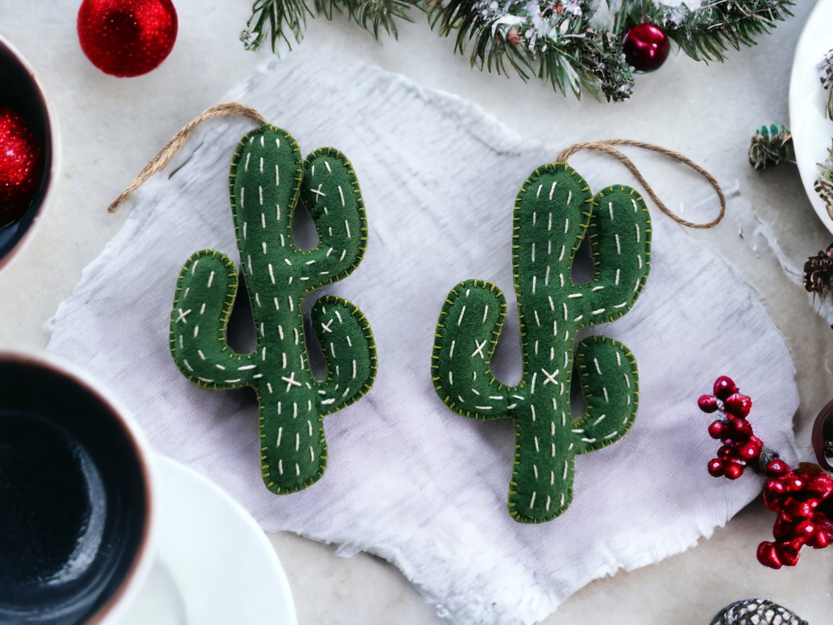 Arizona Cactus Decoration Door Knob Hanger Set of 2, Mexico Style