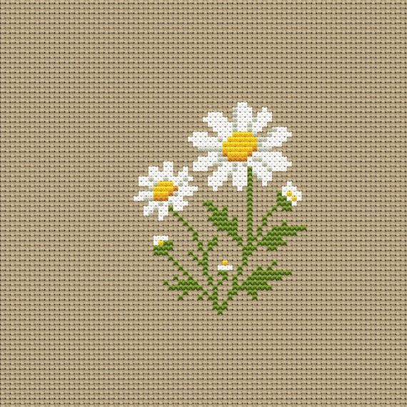 Wild Daisy Cross Stitch Pattern, Cottagecore Floral Embroidery