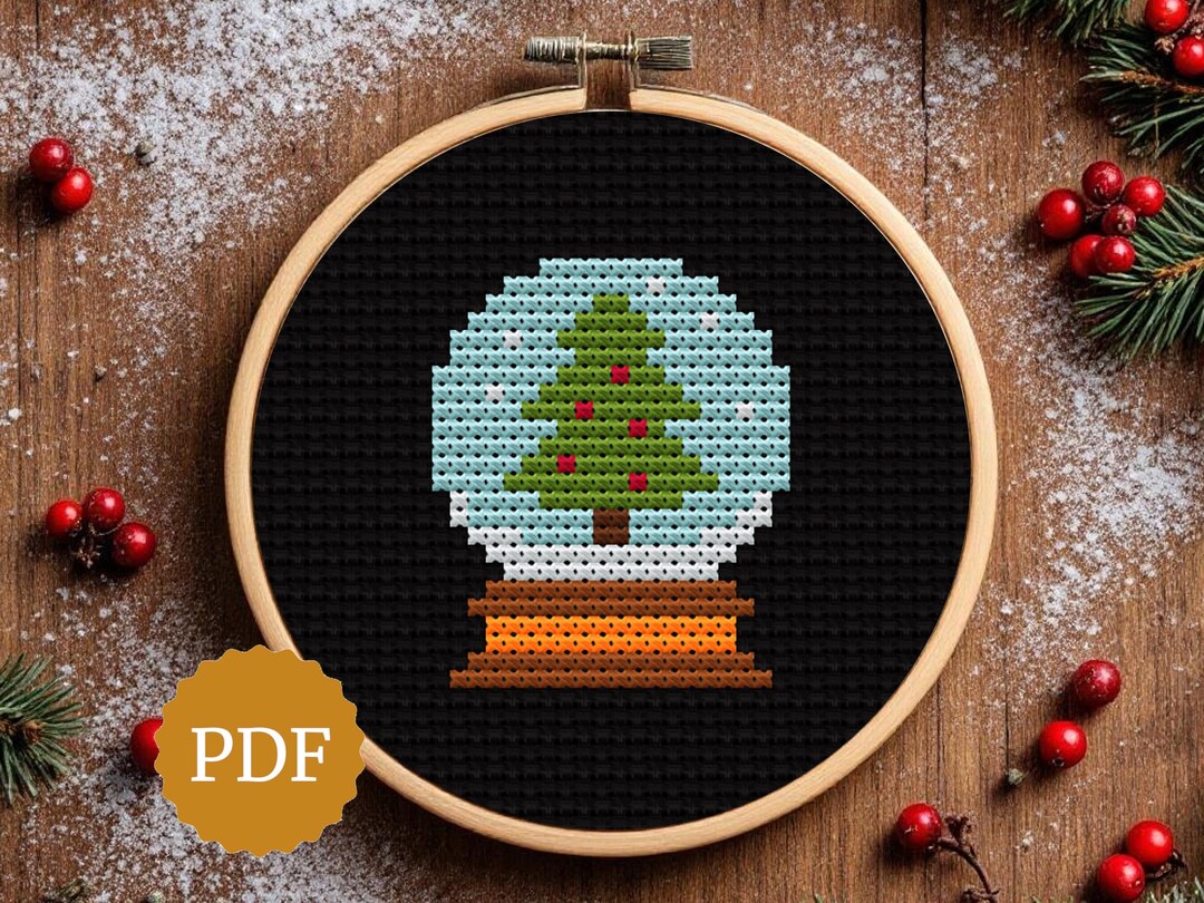 Christmas Snow Globe Cross Stitch Pattern PDF, Mini Xstitch Ornament ...