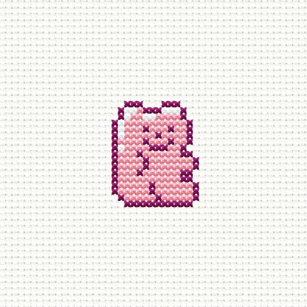 Pink Gummy Bear, Kids Small Cross Stitch Pattern, Simple X Stitching, Tiny Retro Motif, Easy for Beginners, Jelly Candy, Cute Wall Decor