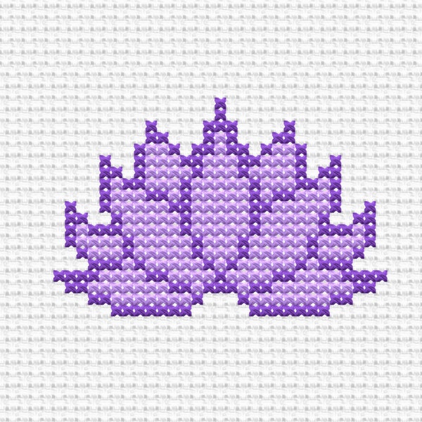 Lotus Cross Stitch Pattern, Lotus Flower in Pale Violet and Pastel Purple, Gift for Yoga Teacher, Yogini Friend Gift, Handmade Wall Art