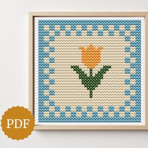 Tulip, Cross Stitch Pattern, Simple Stitching, Easy for Beginners, Minimal Design for Needlepoint, DIY Decorations, Gift for Farmhouse Decor