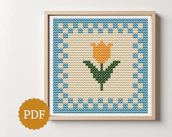 Tulip, Cross Stitch Pattern, Simple Stitching, Easy for Beginners, Minimal Design for Needlepoint, DIY Decorations, Gift for Farmhouse Decor