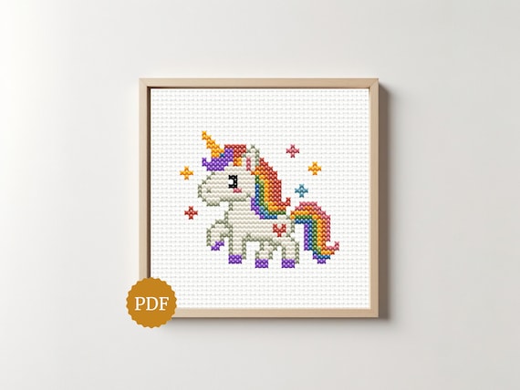 Unicorn Cross Stitch Pattern – Rainbow Magical Unicorn PDF - Easy for Beginners
