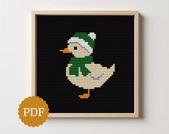 Ente Kreuzstich Muster, Ente Landhaus Stil, Cottagecore Bauernhof Tier, einfach Motiv in Mini Stickrahmen