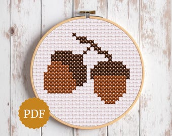 Padrão de bolota de ponto cruz, fácil para iniciantes, mini padrão