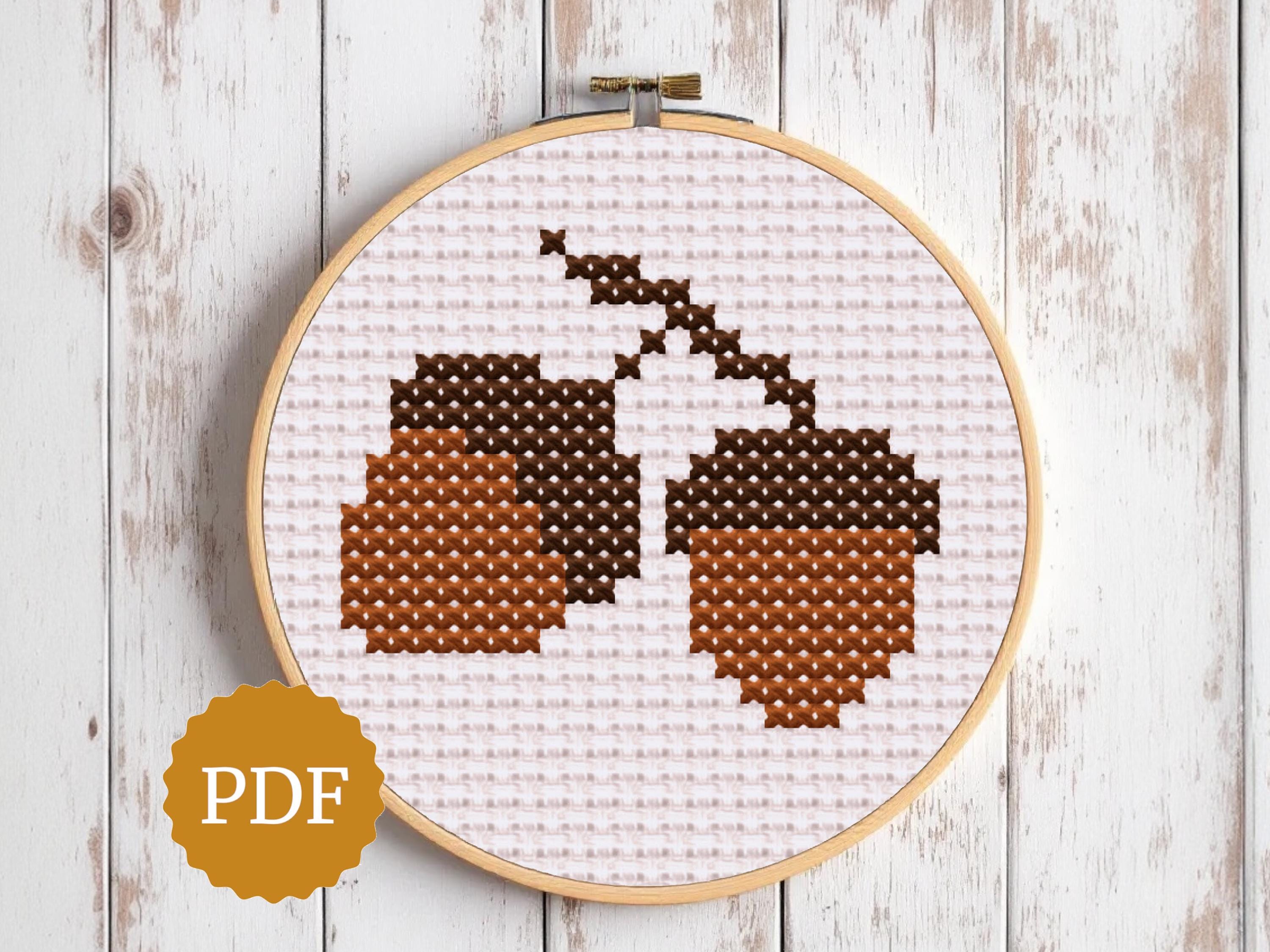 Cross Stitch Acorn Pattern, Easy for Beginners, Mini Hand