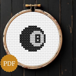 Patrón de punto de cruz de la Bola Mágica Ocho, decoración para sala de juegos, el de la suerte, regalo para dormitorio, decoración para cueva de hombre, billar, bola de snooker negra, bola de billar retro