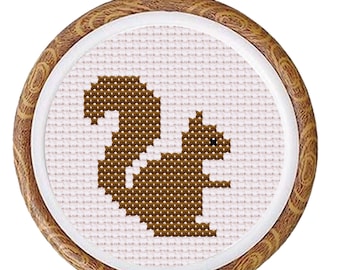 リスのクロスステッチパターン、かわいい森の動物の刺繍PDF、即時