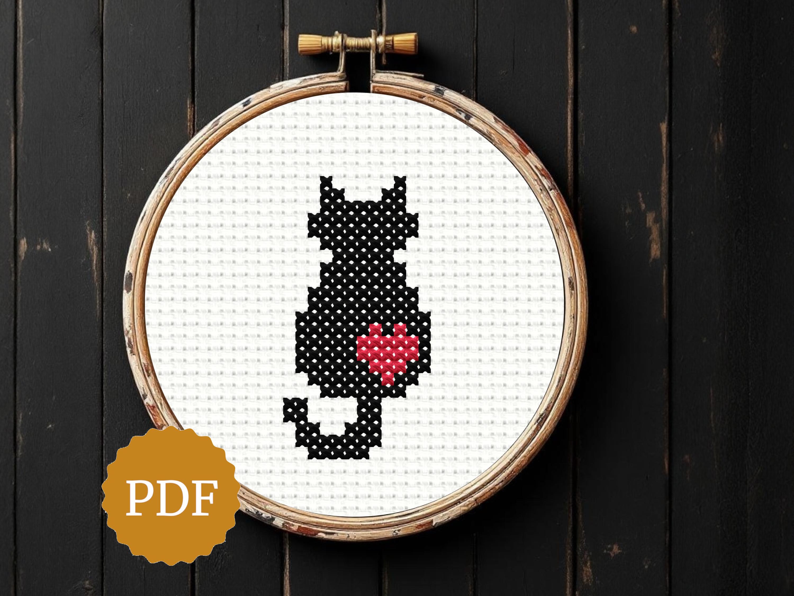 Black Cat Silhouette, Easy Cross Stitch Chart, X Stitch Pattern