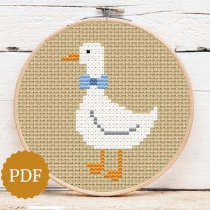 Silly Goose Cross Stitch Pattern, Funny Embroidery Hoop Art, Easy for Beginners, Whimsical Animal Design, Instant Download