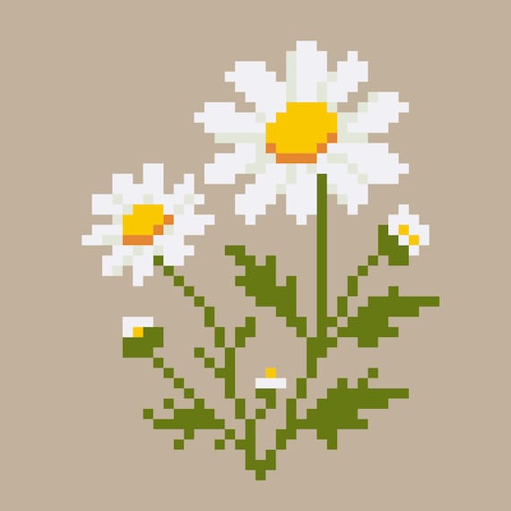 Wild Daisy Cross Stitch Pattern, Cottagecore Floral Embroidery