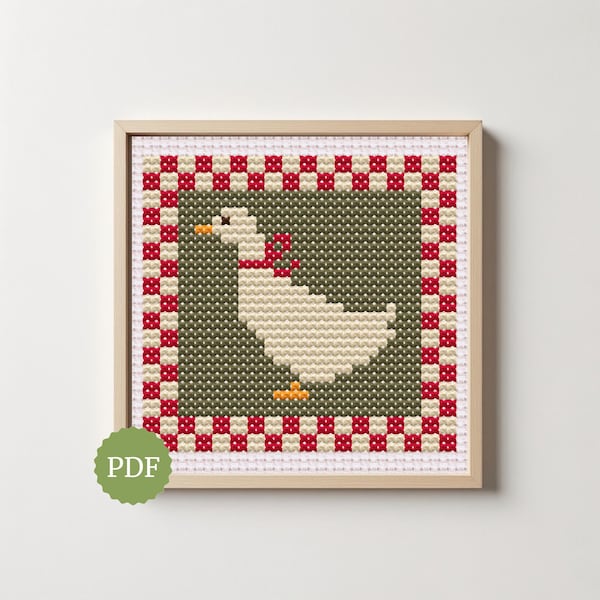Goose, Cross Stitch Pattern, Simple Stitching, Easy for Beginners, Minimal Design for Needlepoint,  DIY Decorations for Christmas Projects