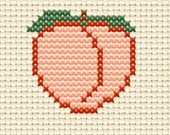 Peach, Adult Cross Stitch Easy Pattern, Instant Download PDF