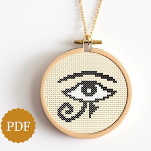 Eye of Horus Cross Stitch Pattern PDF, Ancient Egyptian Symbol Embroidery, Ra Eye Chart, Pagan Witch Tattoo Style Pattern, Wiccan Decor